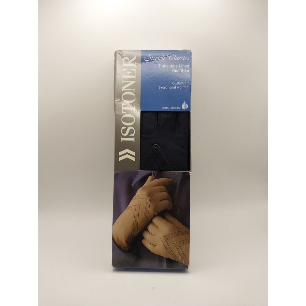 Isotoner Stretch Classics Fleece Lined Water Resistant Gloves Black New Vintage